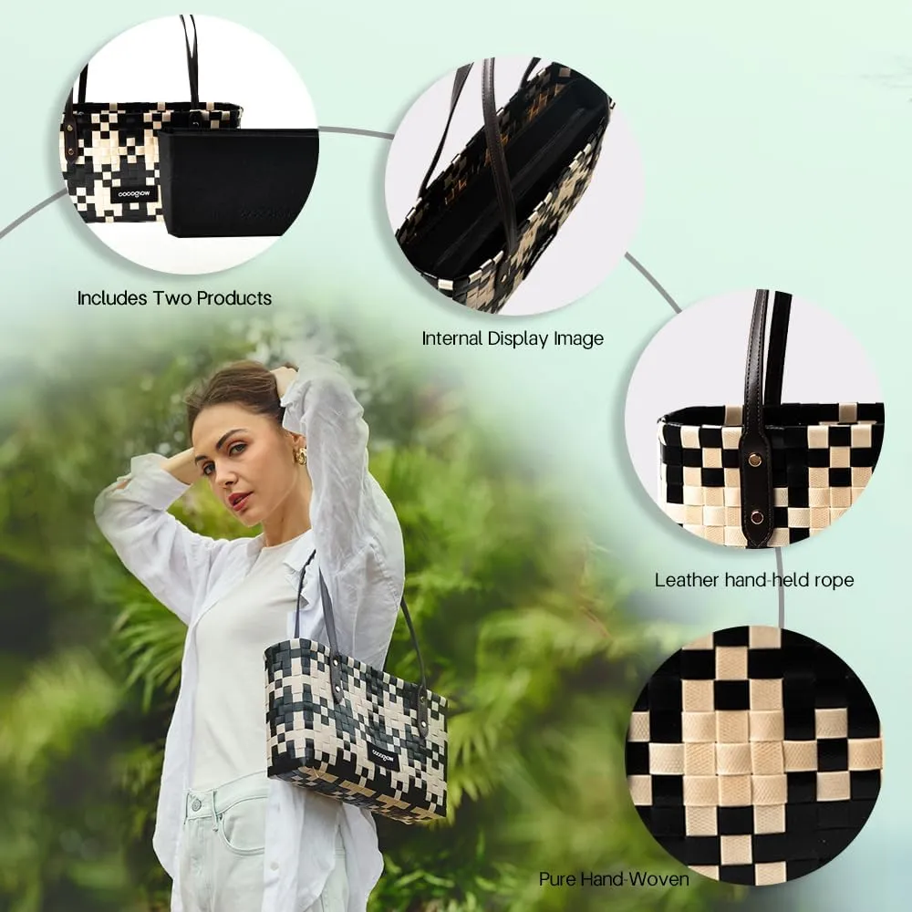 Women's Woven BagPP eco-Friendly Bag,Trendy Travel BagHandbagTop-HandleShoulder Bags