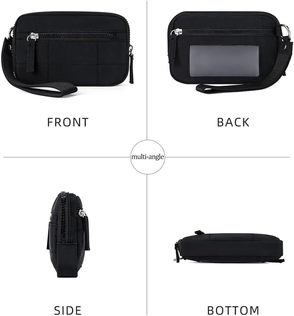 Wristlet Wallets for Women Keychain Wallet with 3 Zipper Purse for Credit Card Holder Wristlet Zip Mini Pouch