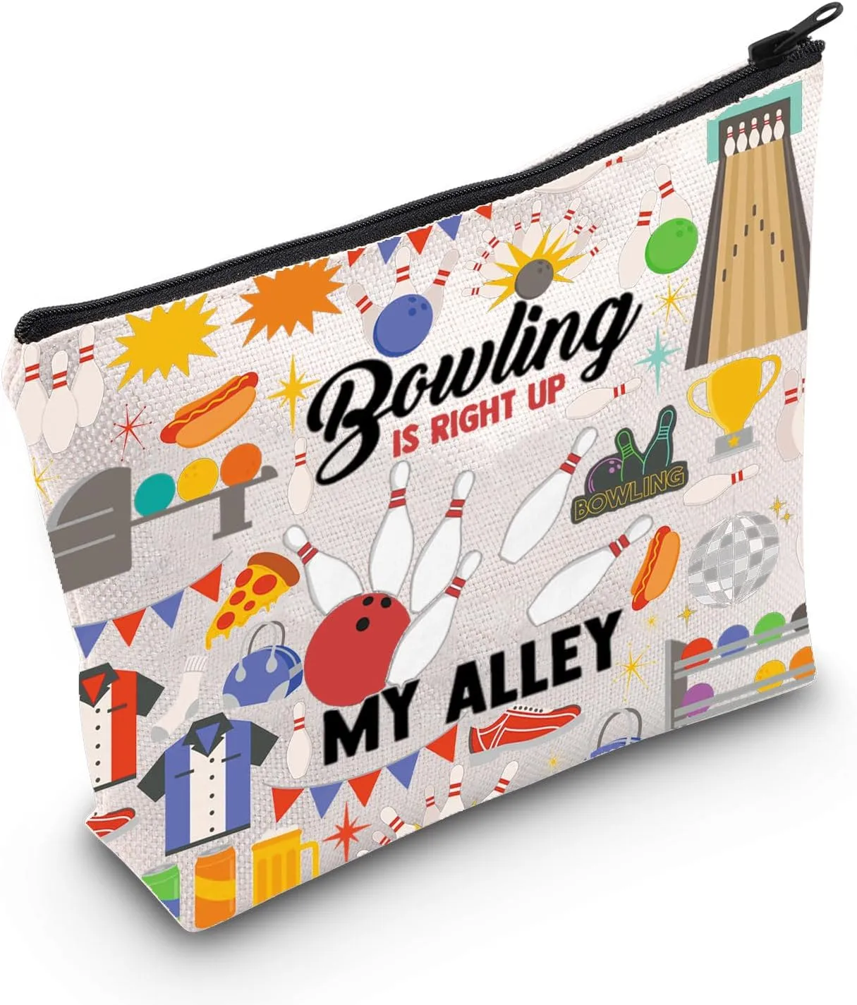 WZMPA Funny Bowling Ball Cosmetic Bag Bowling Lover Gift Bowling Is Right Up My Alley Zipper Pouch Bag Bowling Theme Merch (Bowling My Alley)