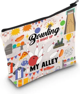 WZMPA Funny Bowling Ball Cosmetic Bag Bowling Lover Gift Bowling Is Right Up My Alley Zipper Pouch Bag Bowling Theme Merch (Bowling My Alley)