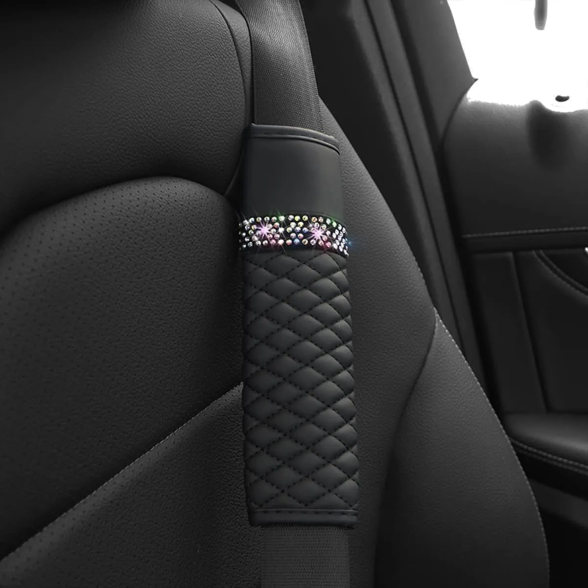 zipelo 2 Pcs Auto Seat Belt Cover, Breathable Leather Shoulder Pads Protect Your Neck, Harness Pads Strap for a More Comfortable Driving, Car Accessories Compatible with Adults Kids (Black)