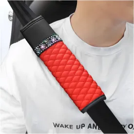 zipelo 2 Pcs Auto Seat Belt Cover, Breathable Leather Shoulder Pads Protect Your Neck, Harness Pads Strap for a More Comfortable Driving, Car Accessories Compatible with Adults Kids (Red)